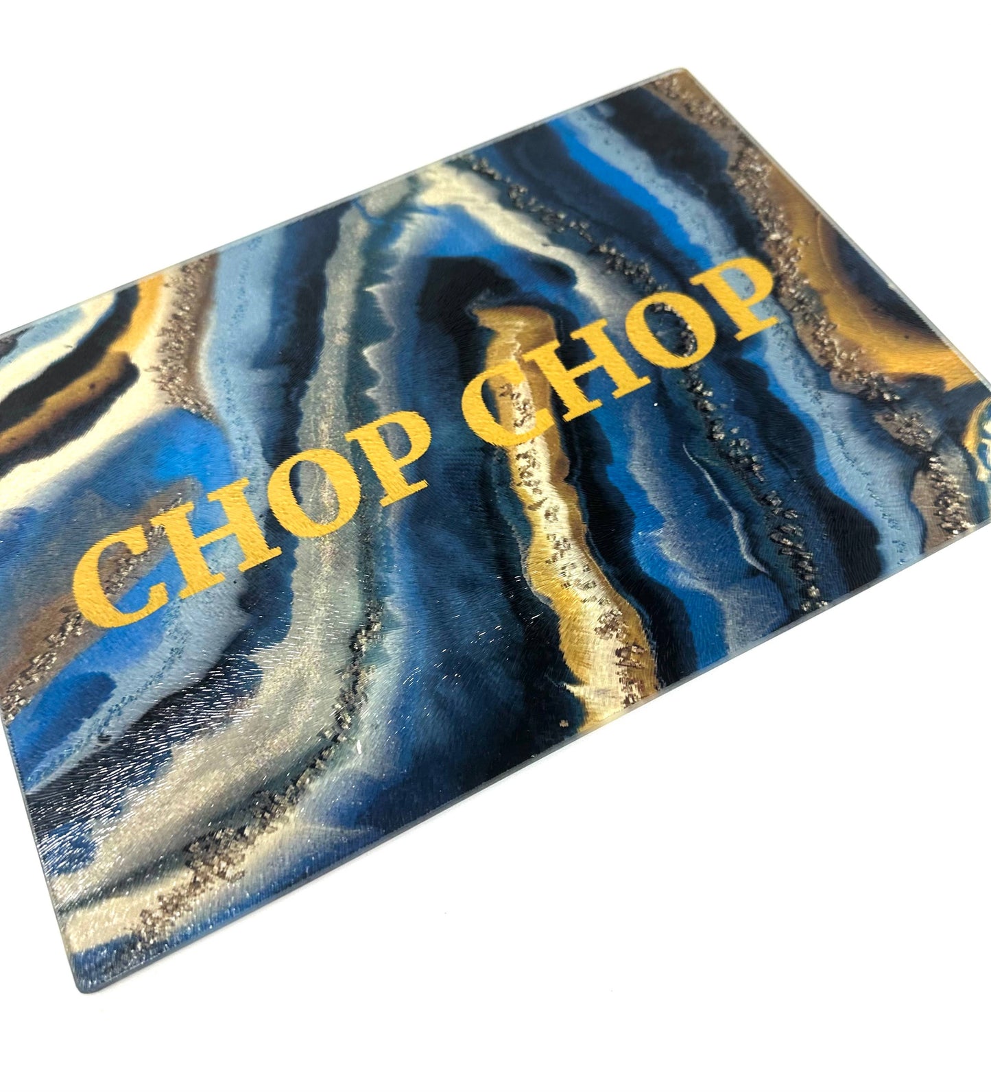Chop Chop Blue Agate Glass Cutting Board