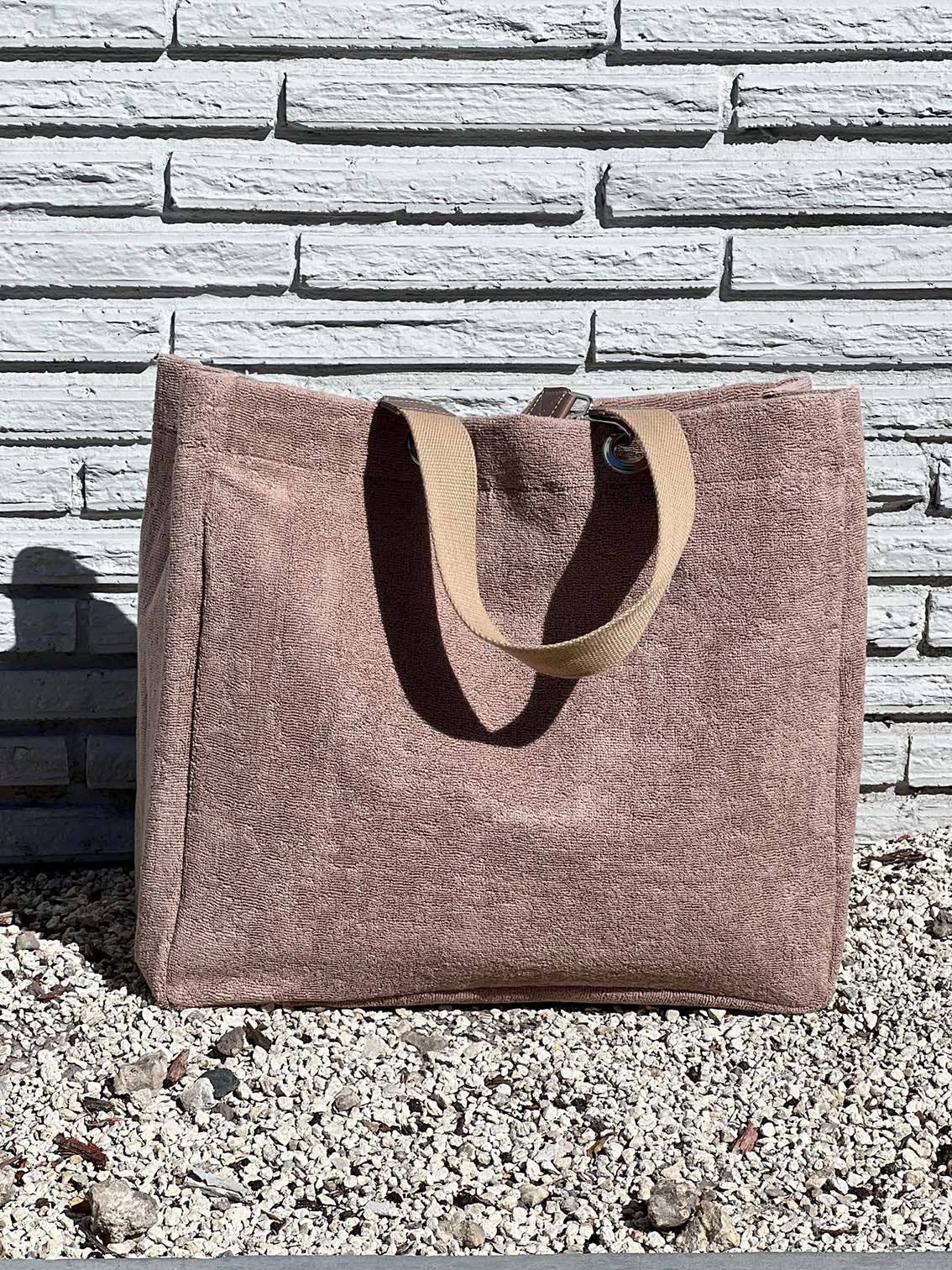 Solid Terry Plastic Lined Tote