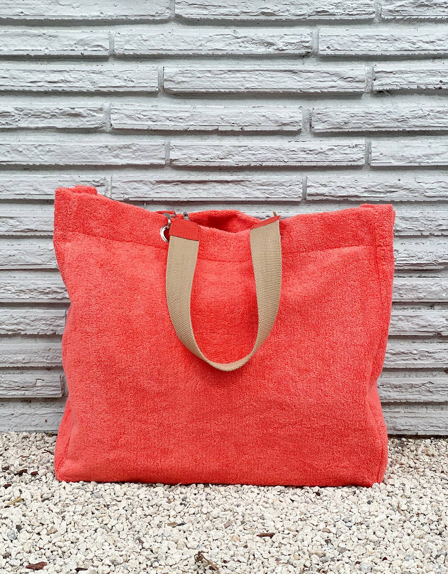 Solid Terry Plastic Lined Tote