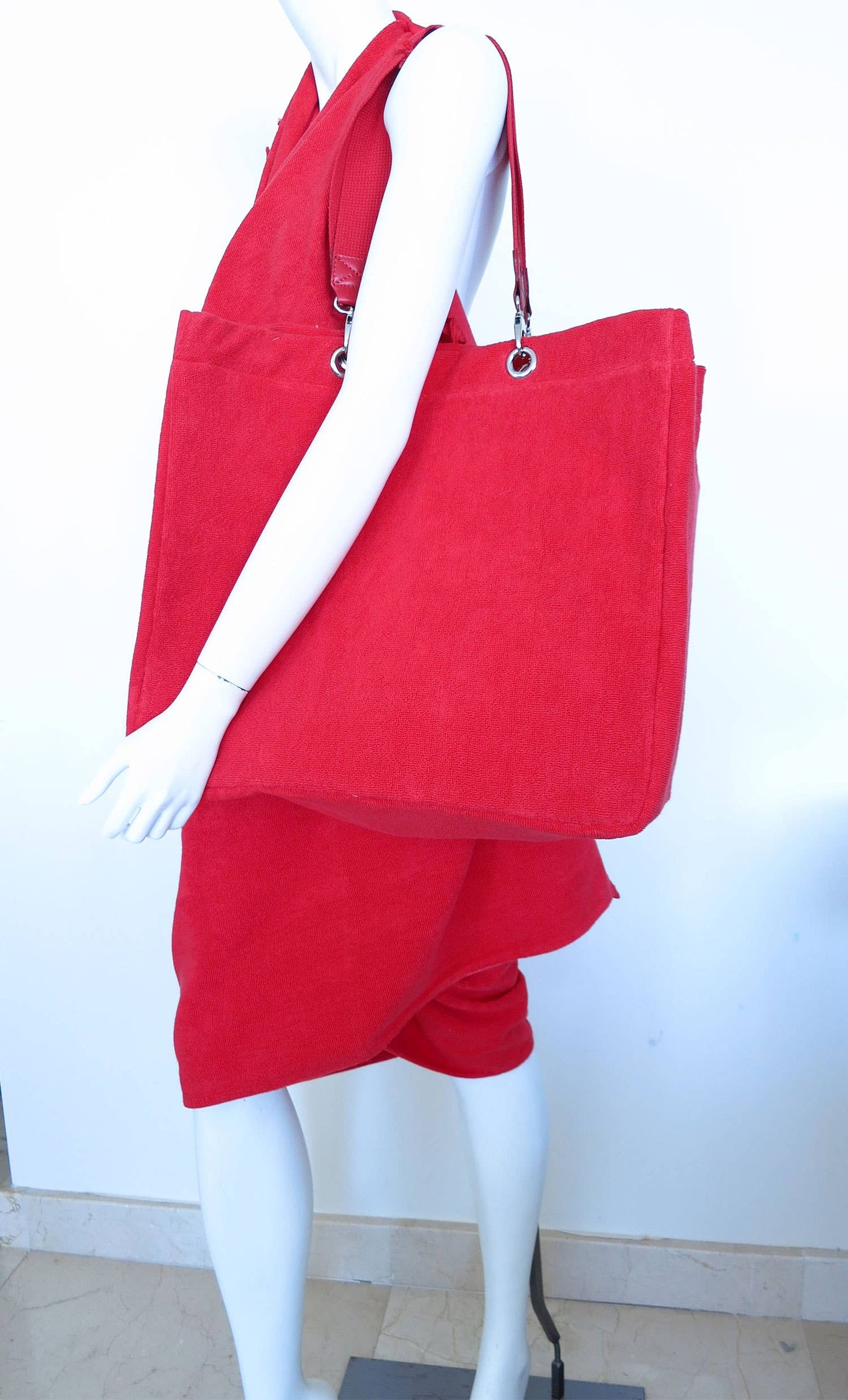 Solid Terry Plastic Lined Tote