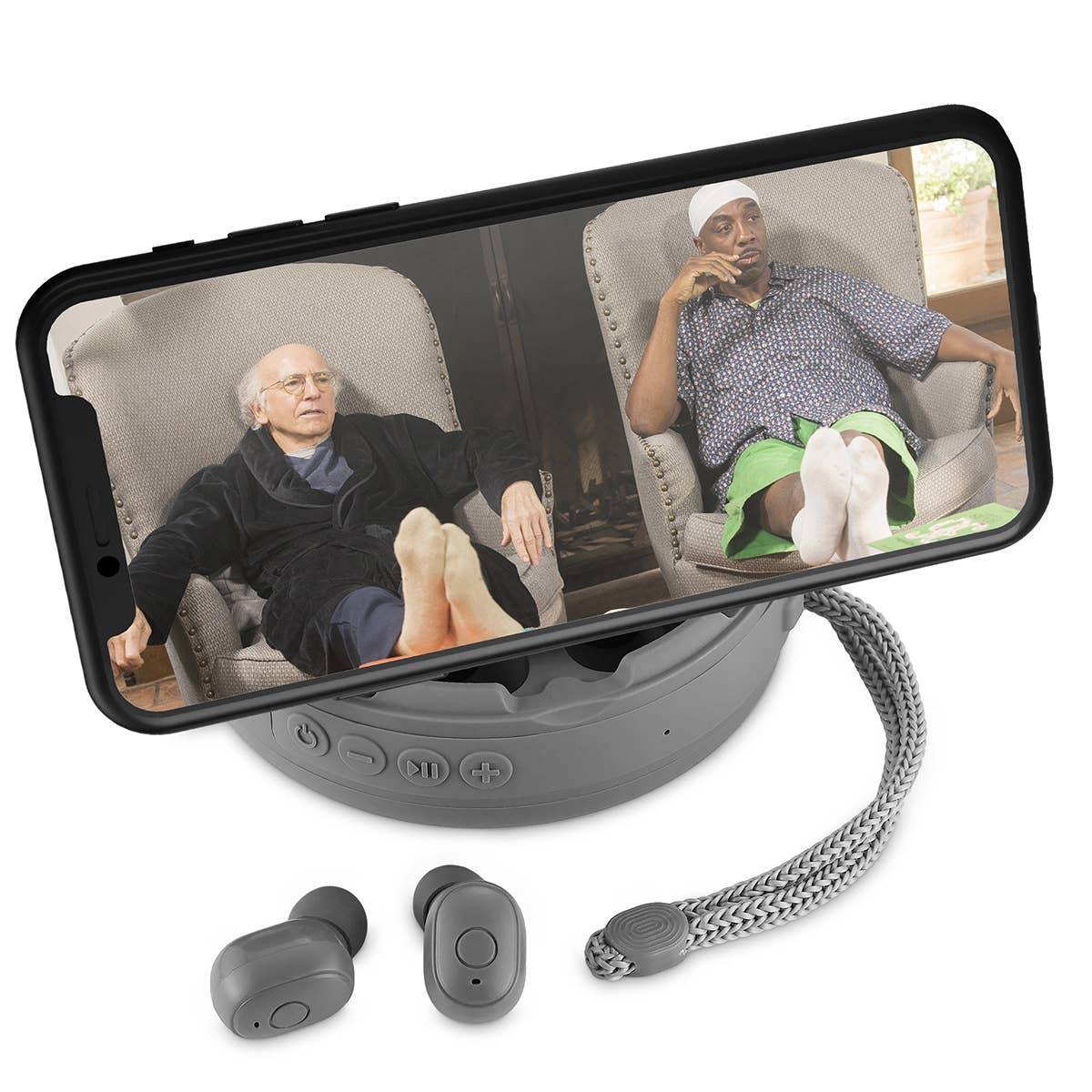 Grey - 2-1 Spuds With Wireless Speaker & Earbuds