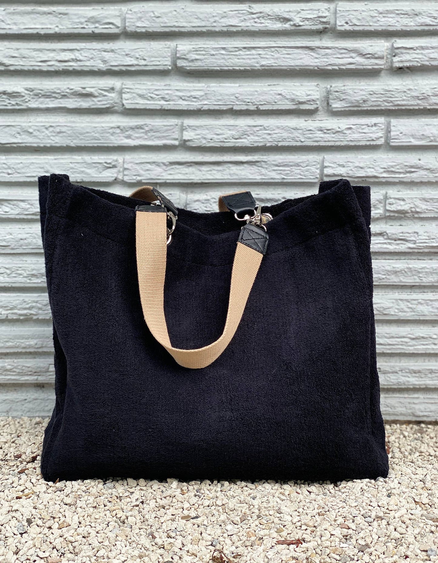 Solid Terry Plastic Lined Tote