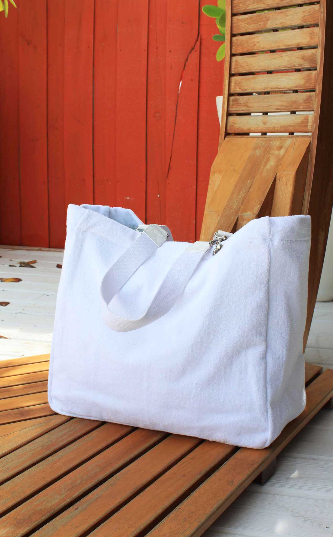Solid Terry Plastic Lined Tote