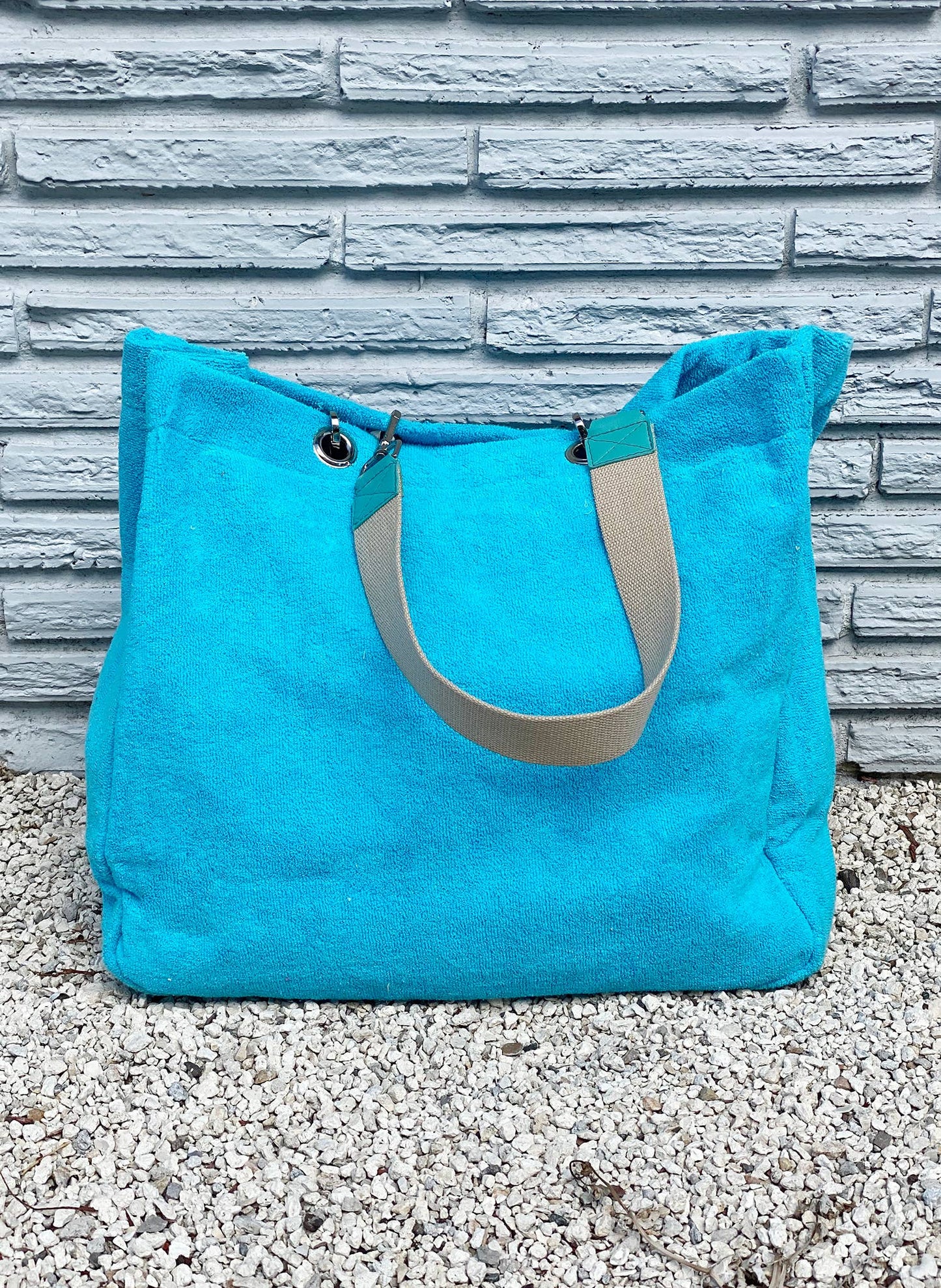 Solid Terry Plastic Lined Tote