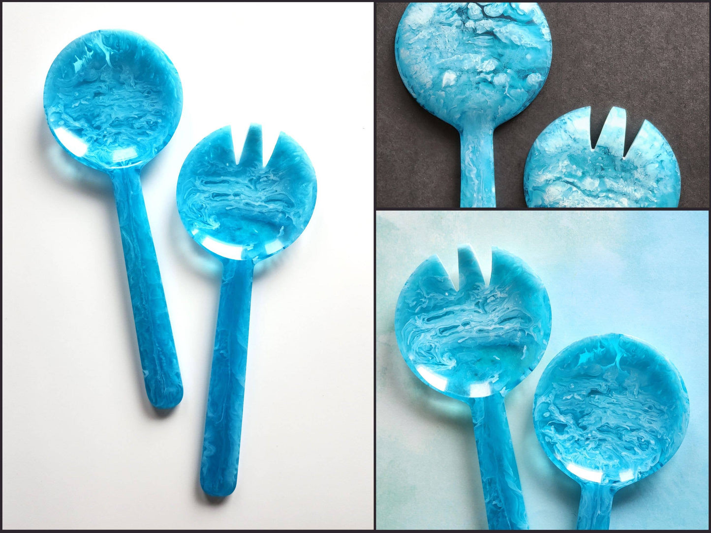 2-Piece Salad Serving Set - Hand-poured Resin Salad Set
