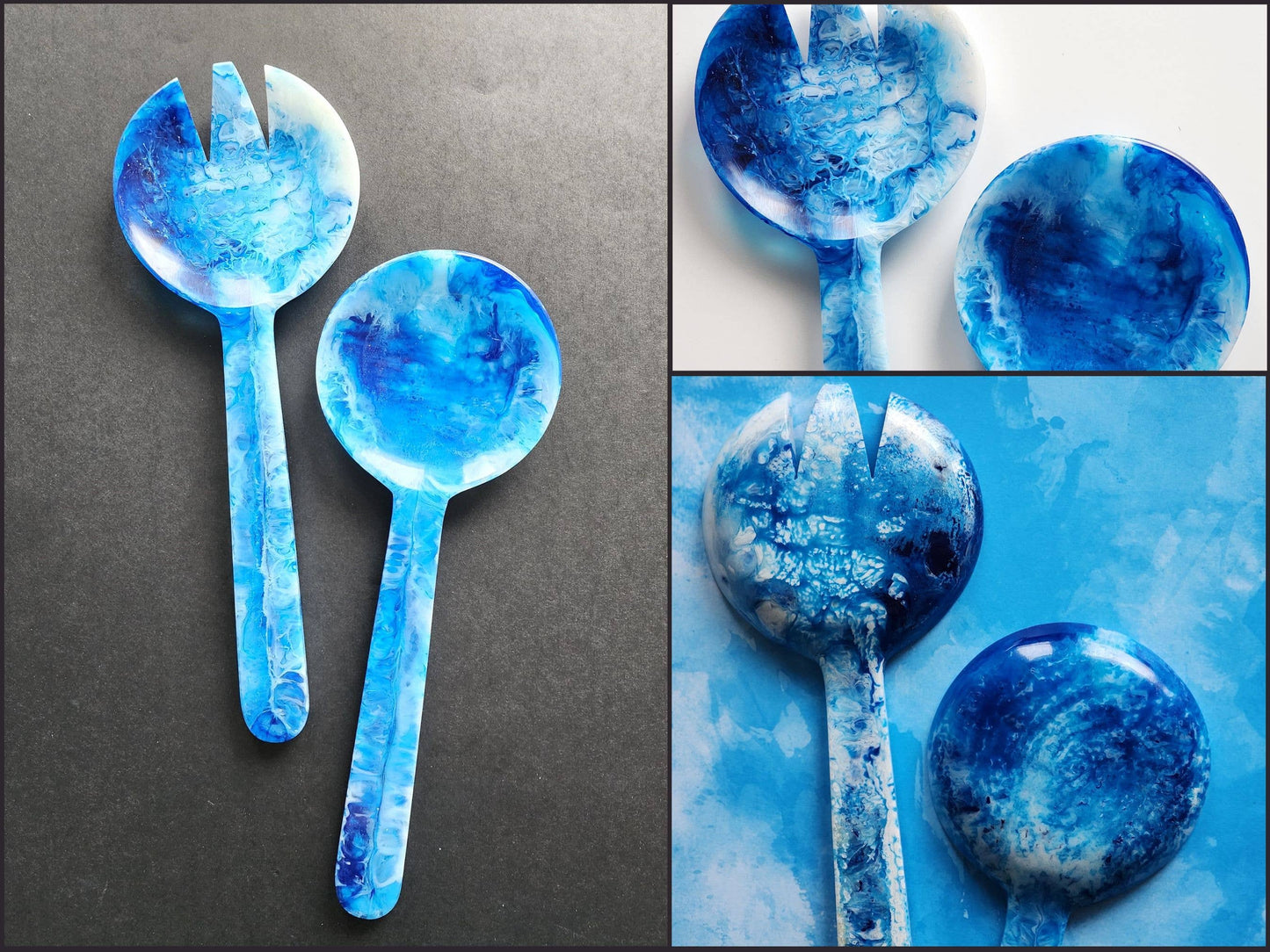 2-Piece Salad Serving Set - Hand-poured Resin Salad Set