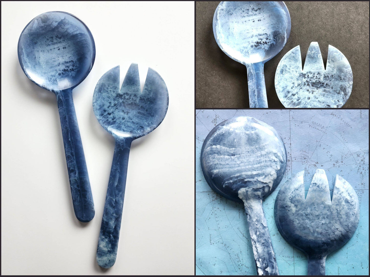 2-Piece Salad Serving Set - Hand-poured Resin Salad Set