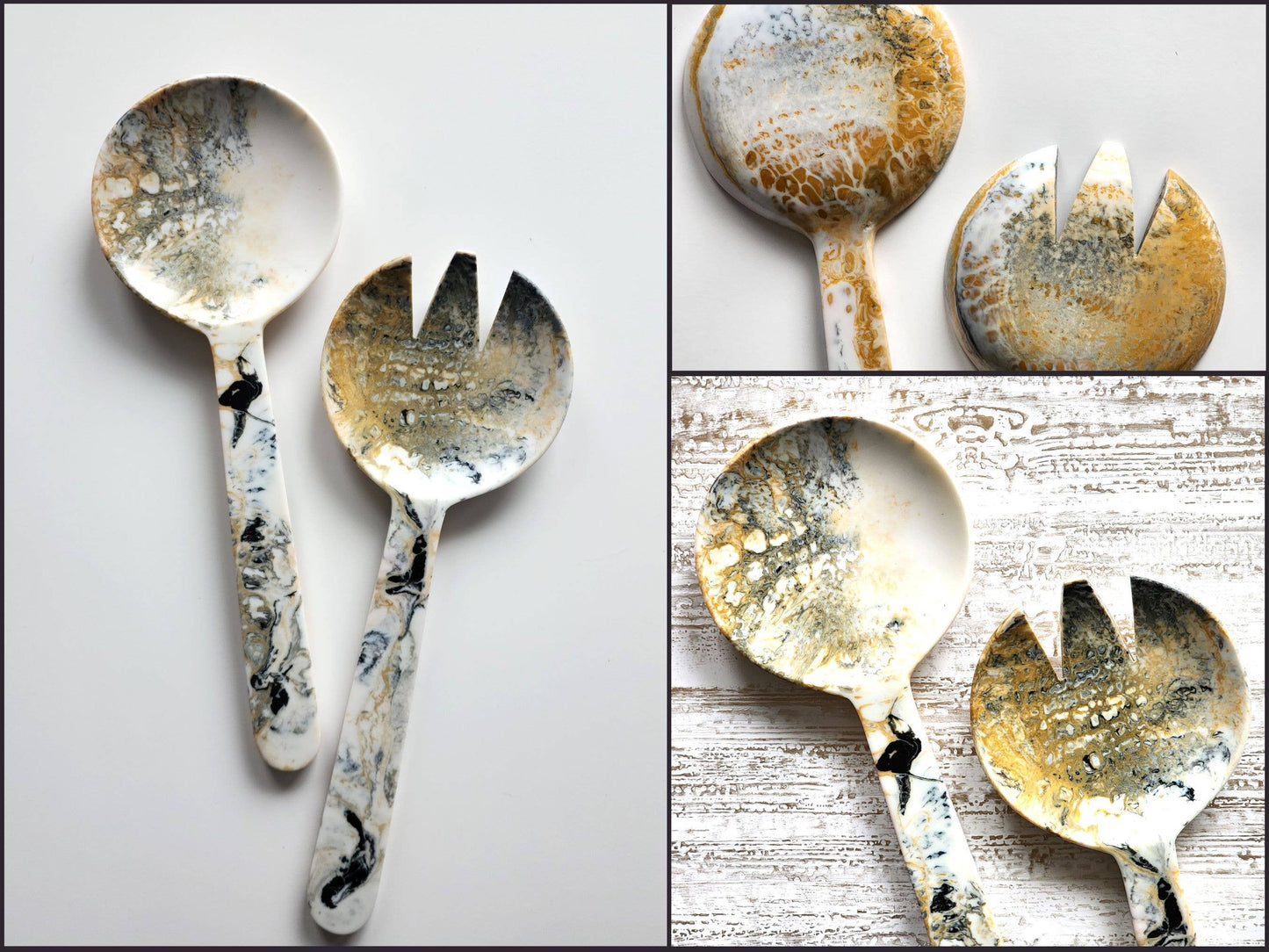 2-Piece Salad Serving Set - Hand-poured Resin Salad Set