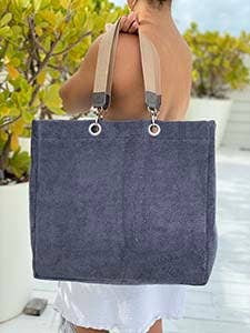 Solid Terry Plastic Lined Tote