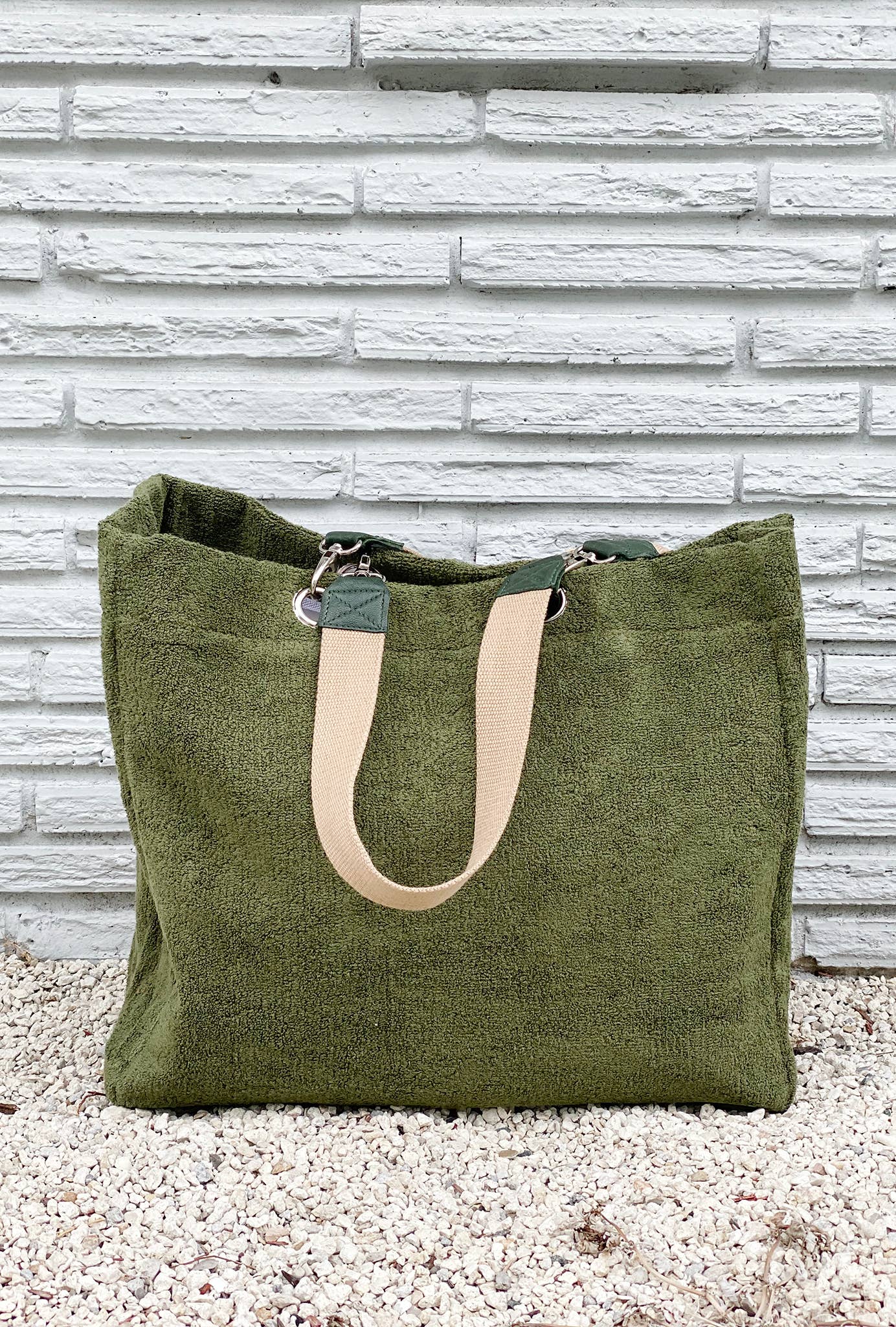 Solid Terry Plastic Lined Tote