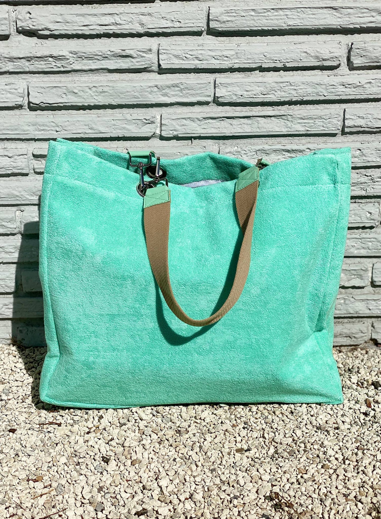 Solid Terry Plastic Lined Tote