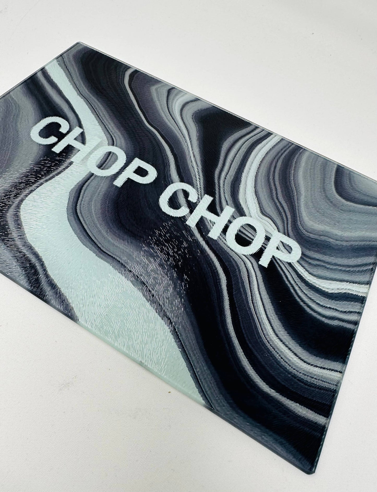Chop Chop Gray Black White Agate Glass Cutting Board