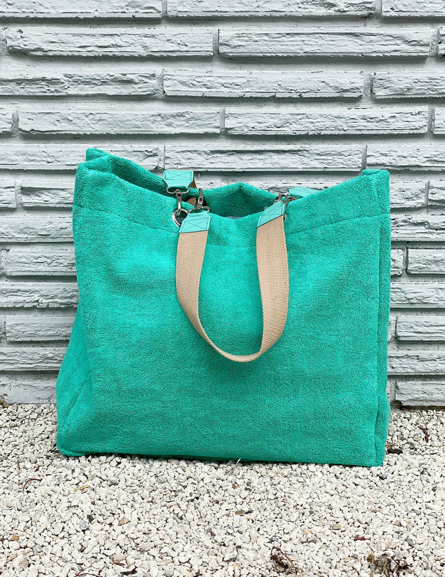 Solid Terry Plastic Lined Tote