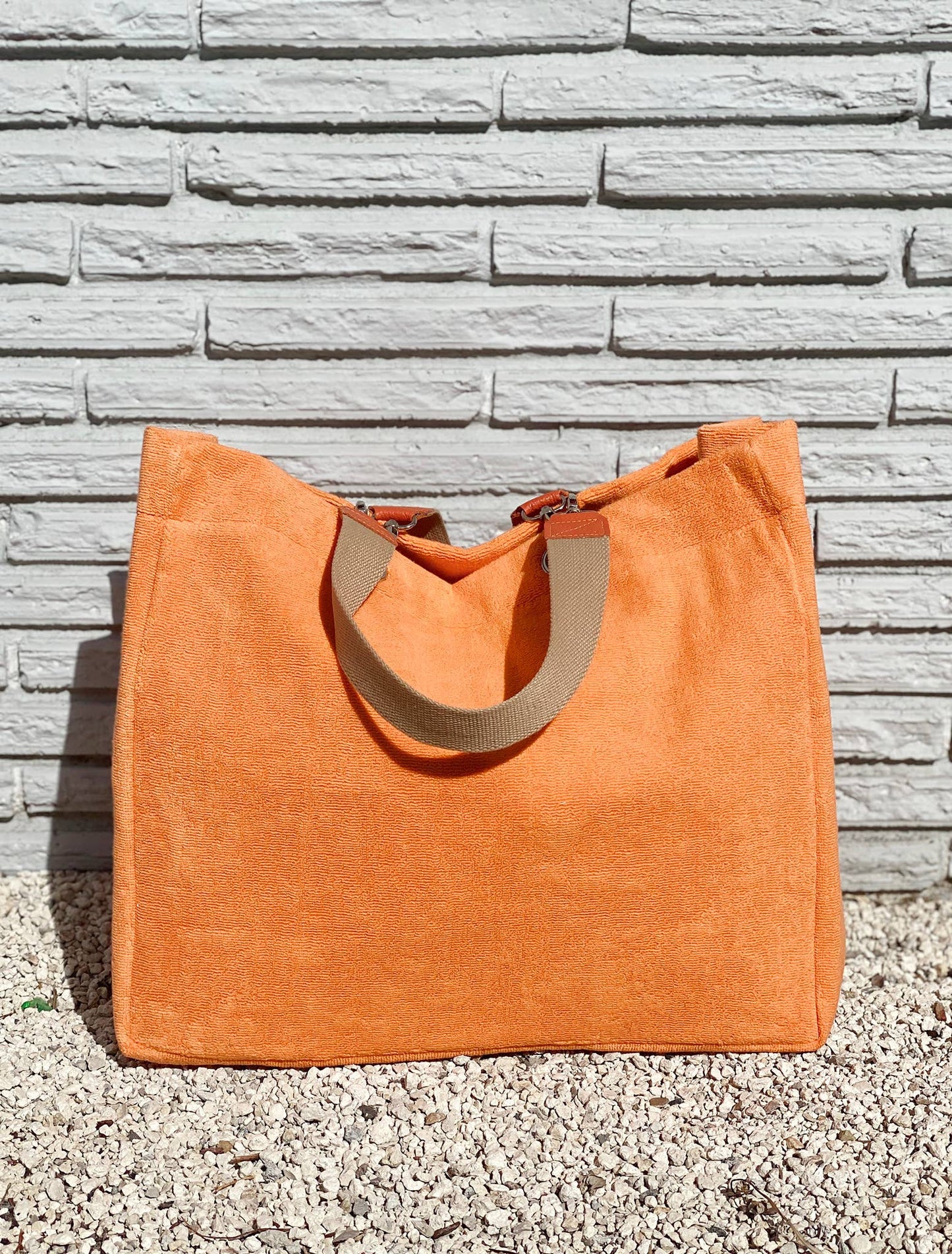 Solid Terry Plastic Lined Tote