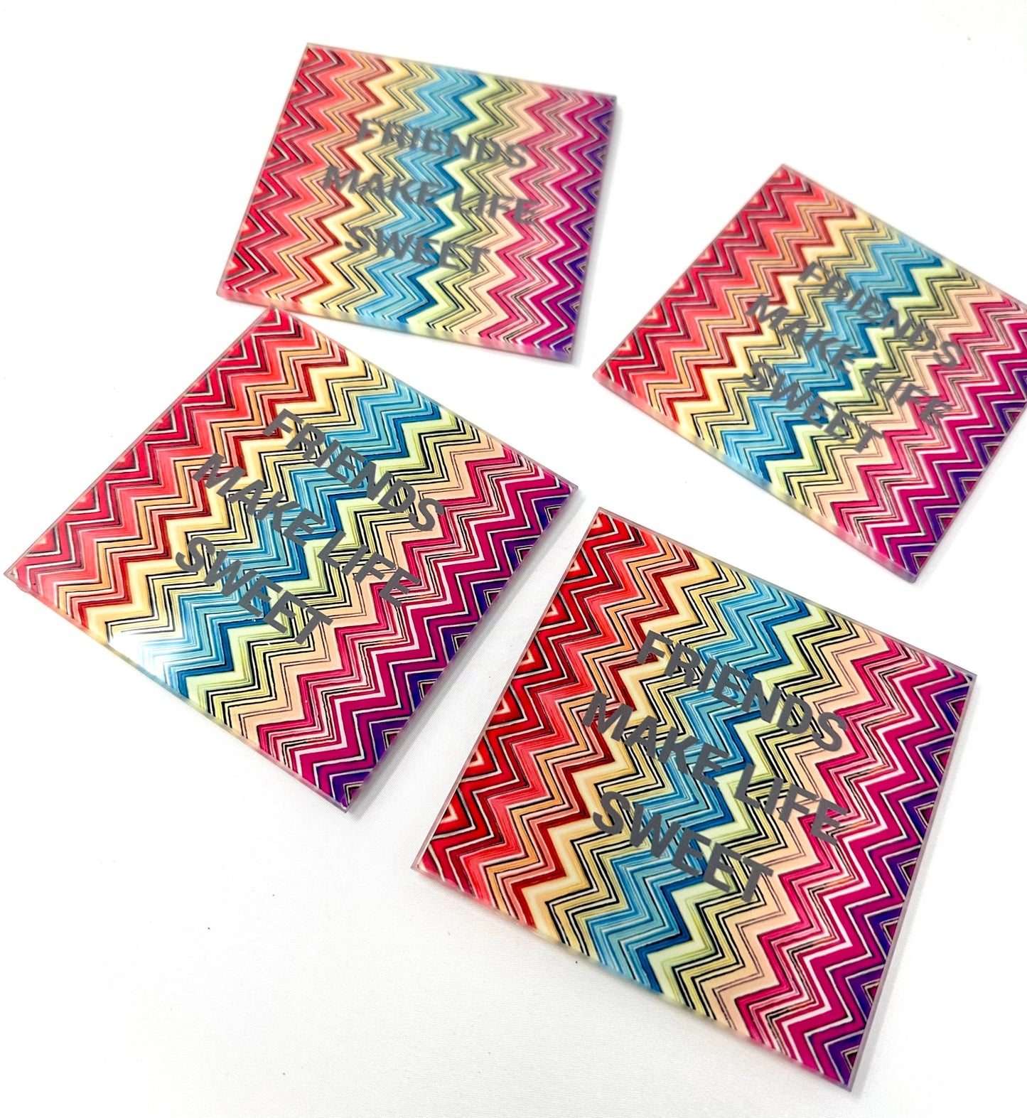 Friends Make Life Sweet Abstract Coaster Set