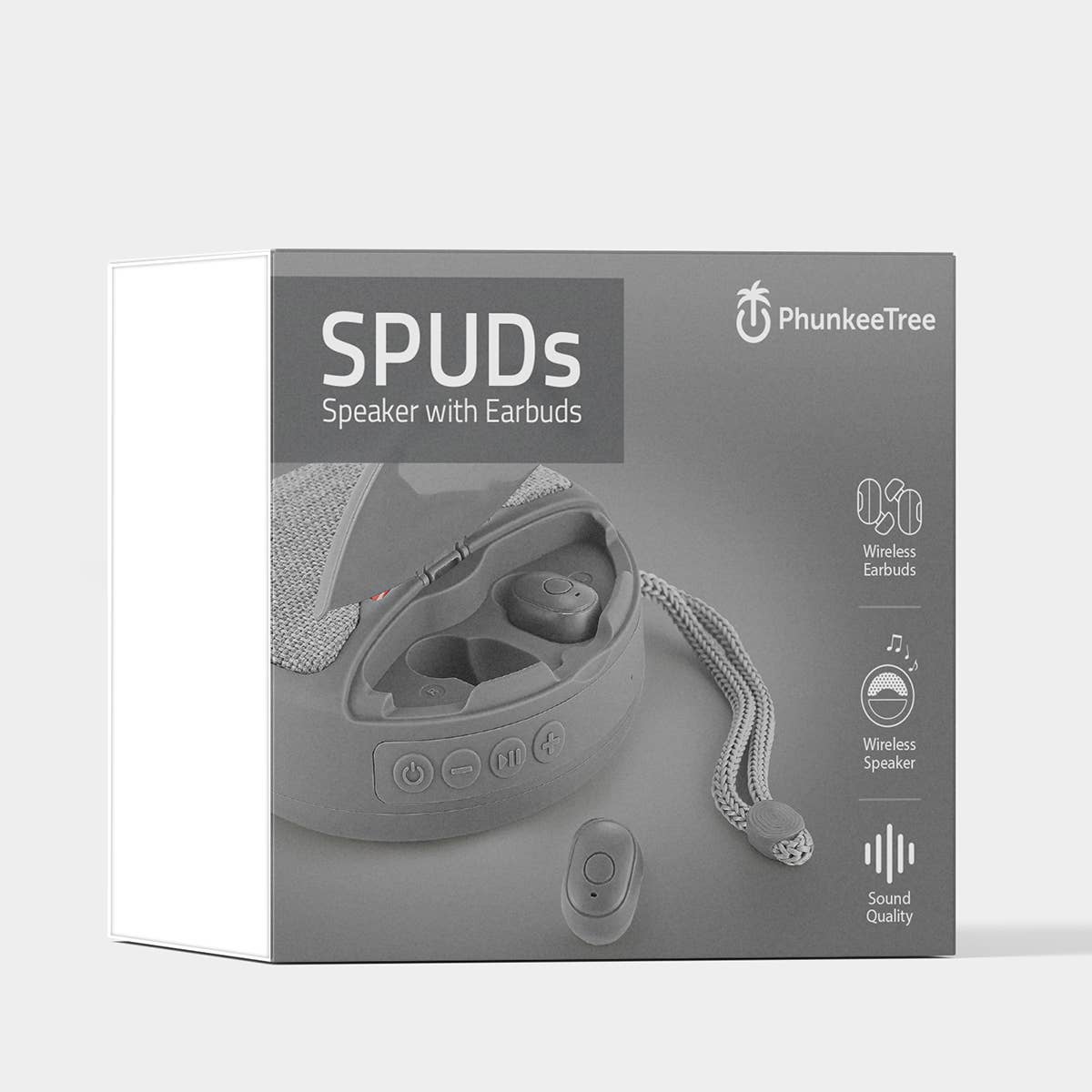 Grey - 2-1 Spuds With Wireless Speaker & Earbuds