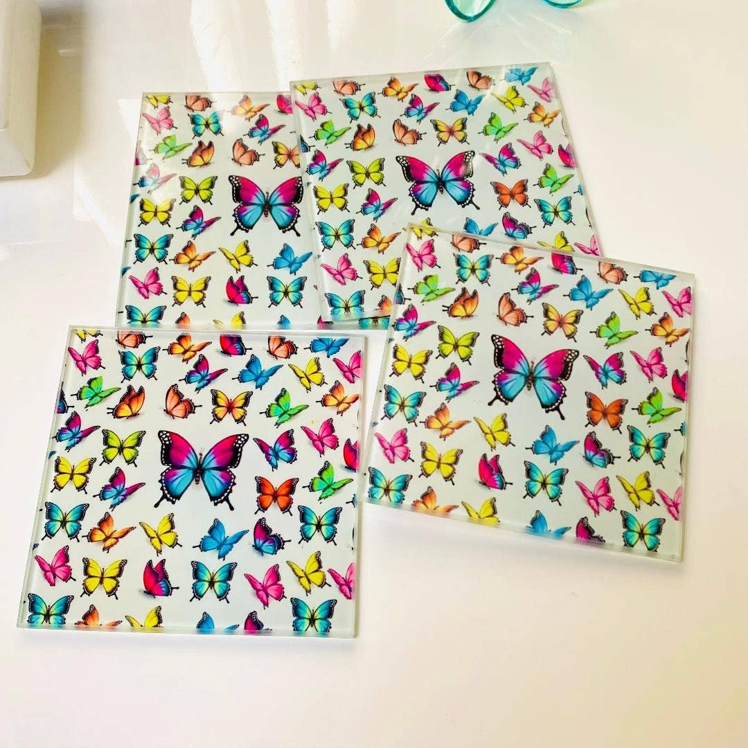 Modern Butterfly Prints Coaster Set