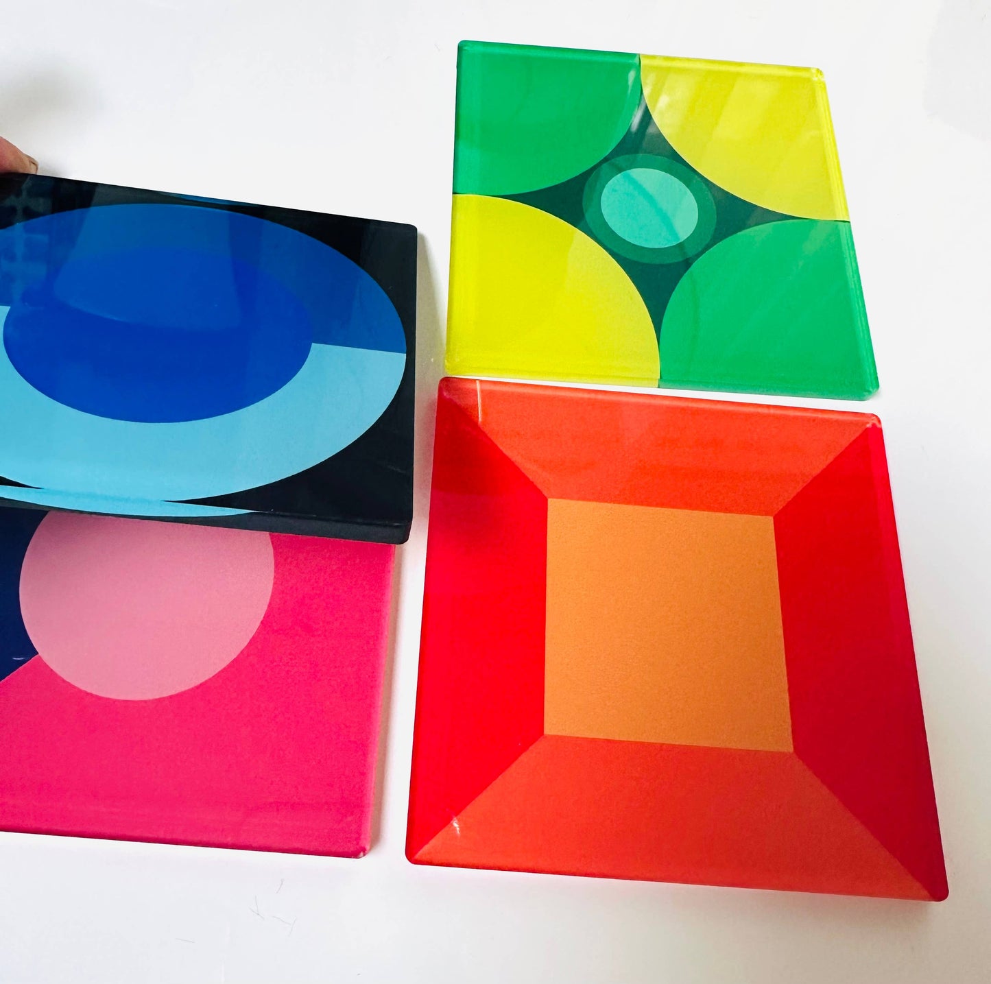 Oh So Colorful Abstract Acrylic  Coaster Set