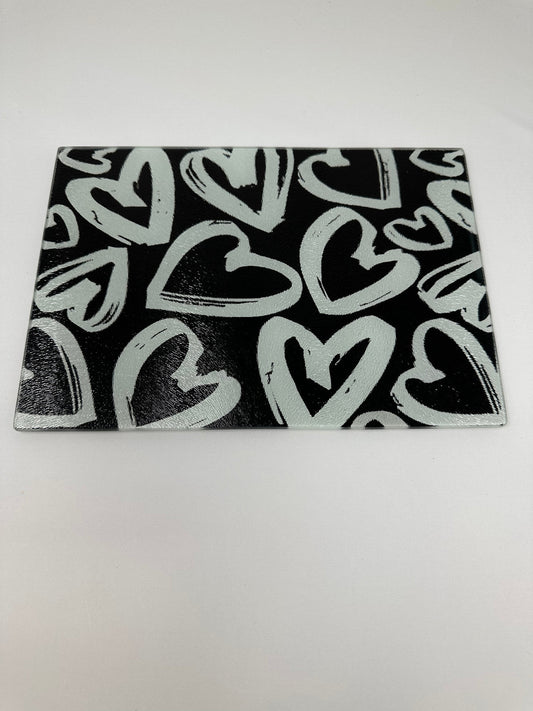 Black and White Hearts Cutting Board