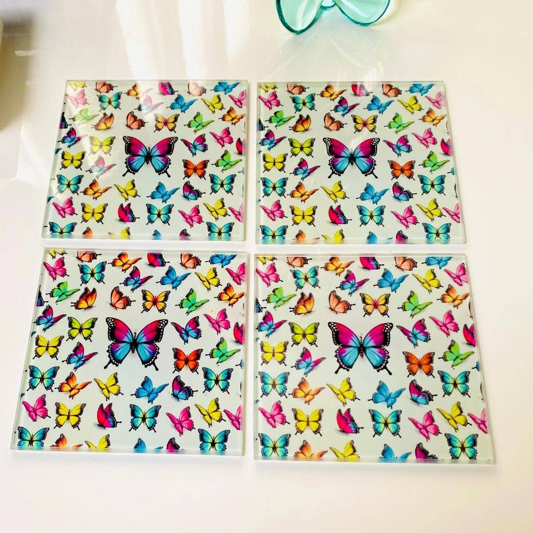 Modern Butterfly Prints Coaster Set