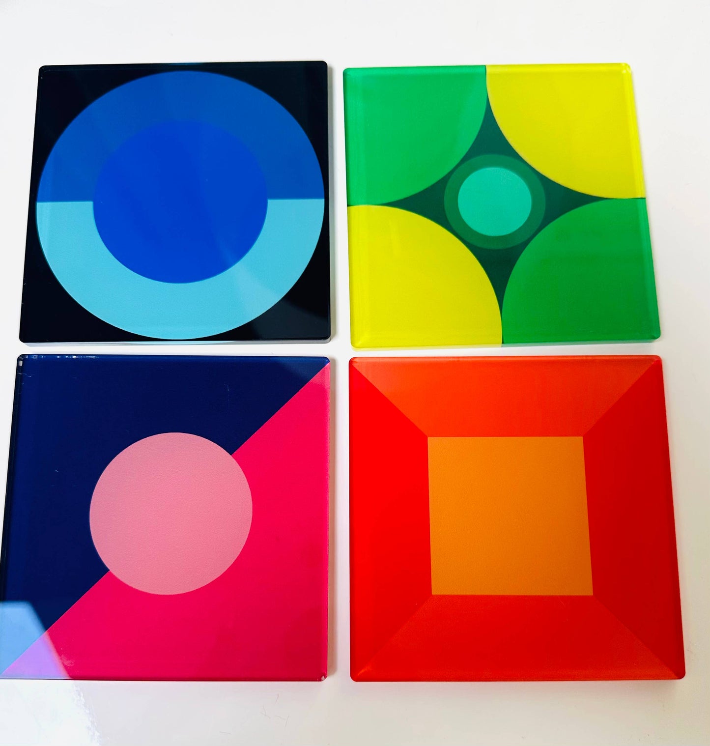 Oh So Colorful Abstract Acrylic  Coaster Set