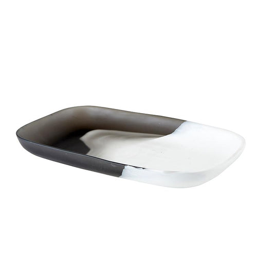 Resin Oblong Platter - Anthracite Grey + White