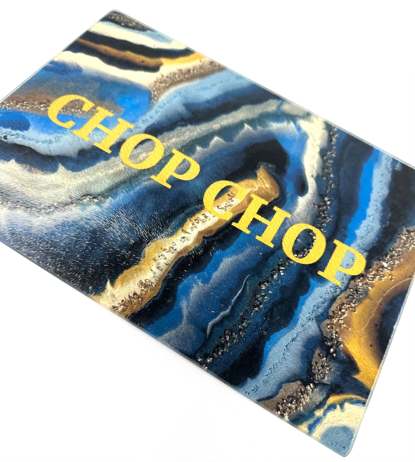 Chop Chop  Blue Agate Glass Cutting Board