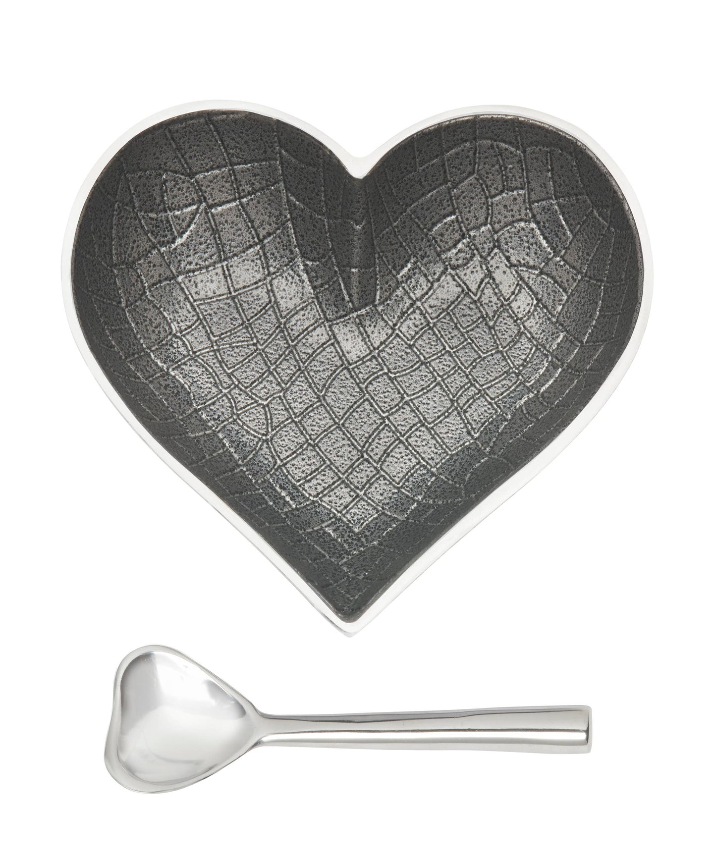 Happy Croco Gunmetal Silver Heart with Heart Spoon