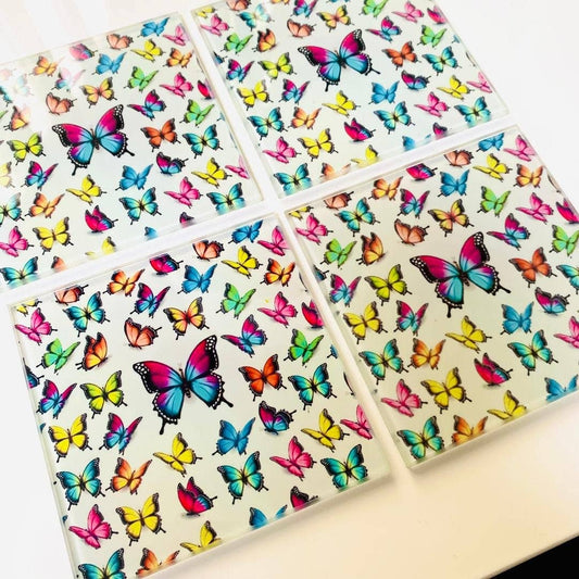 Modern Butterfly Prints Coaster Set