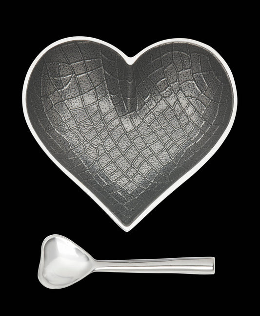 Happy Croco Gunmetal Silver Heart with Heart Spoon