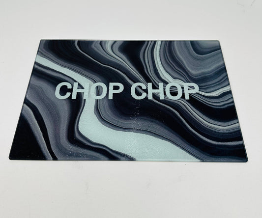 Chop Chop  Gray Black White Agate Glass Cutting Board