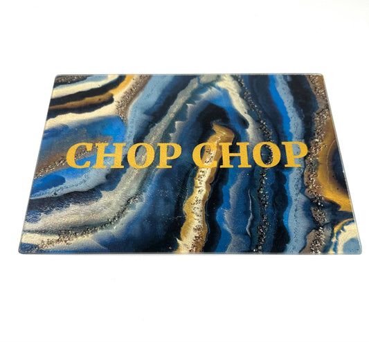 Chop Chop  Blue Agate Glass Cutting Board