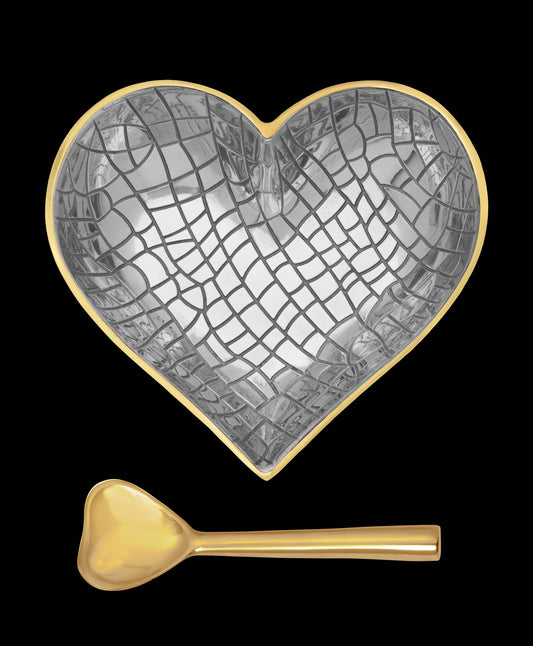 Happy Gold & Silver Croco Heart with Gold Heart Spoon